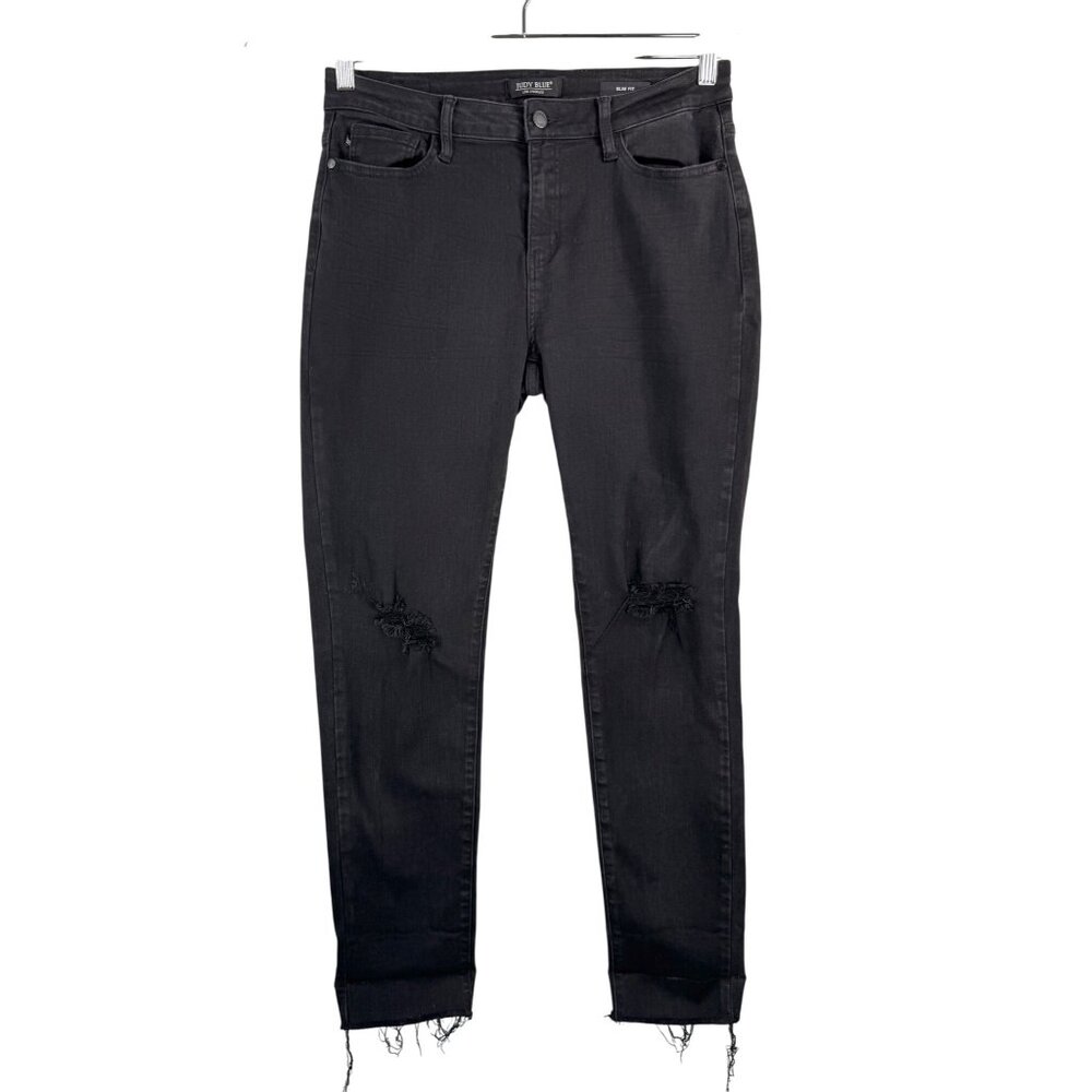 Judy Blue slim fit distressed stretchy jeans black goth punk Y2K sz‎ 29